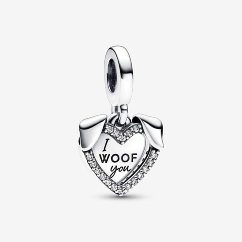 Pandora Heart & Dog Double Dangle Charm
